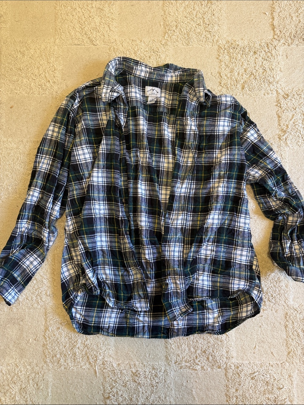 Men’s Plaid Button-Up Shirt - Green & Navy